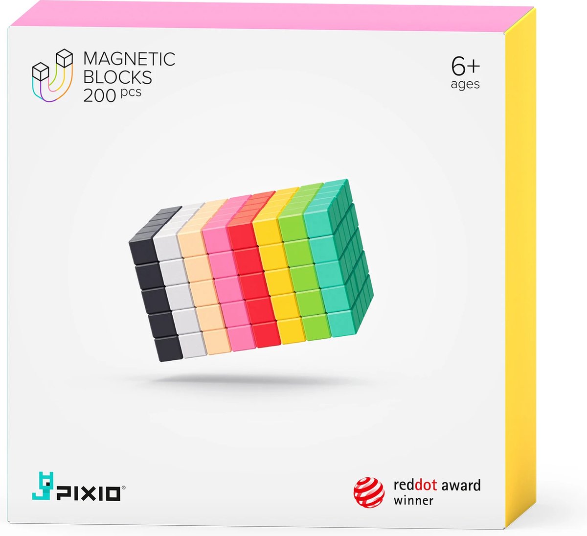 Pixio Magnetic Blocks | Design Series | Pixio-200 | 8 kleuren | 200 blokken